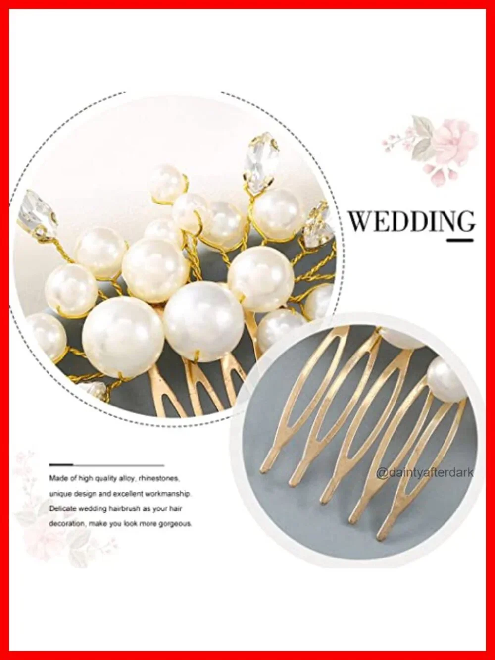 Pearl Hair Comb Rhinestone Bridal Hair Clip Crystal Hair Piece